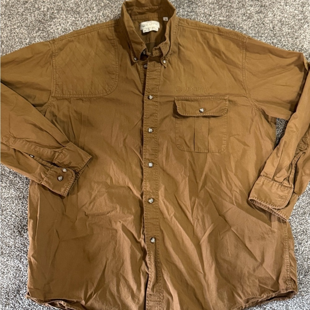 Beretta Classic Beige Button-Up Field Utility Jacket Men’s XL Cotton MultiPocket - Picture 2 of 6
